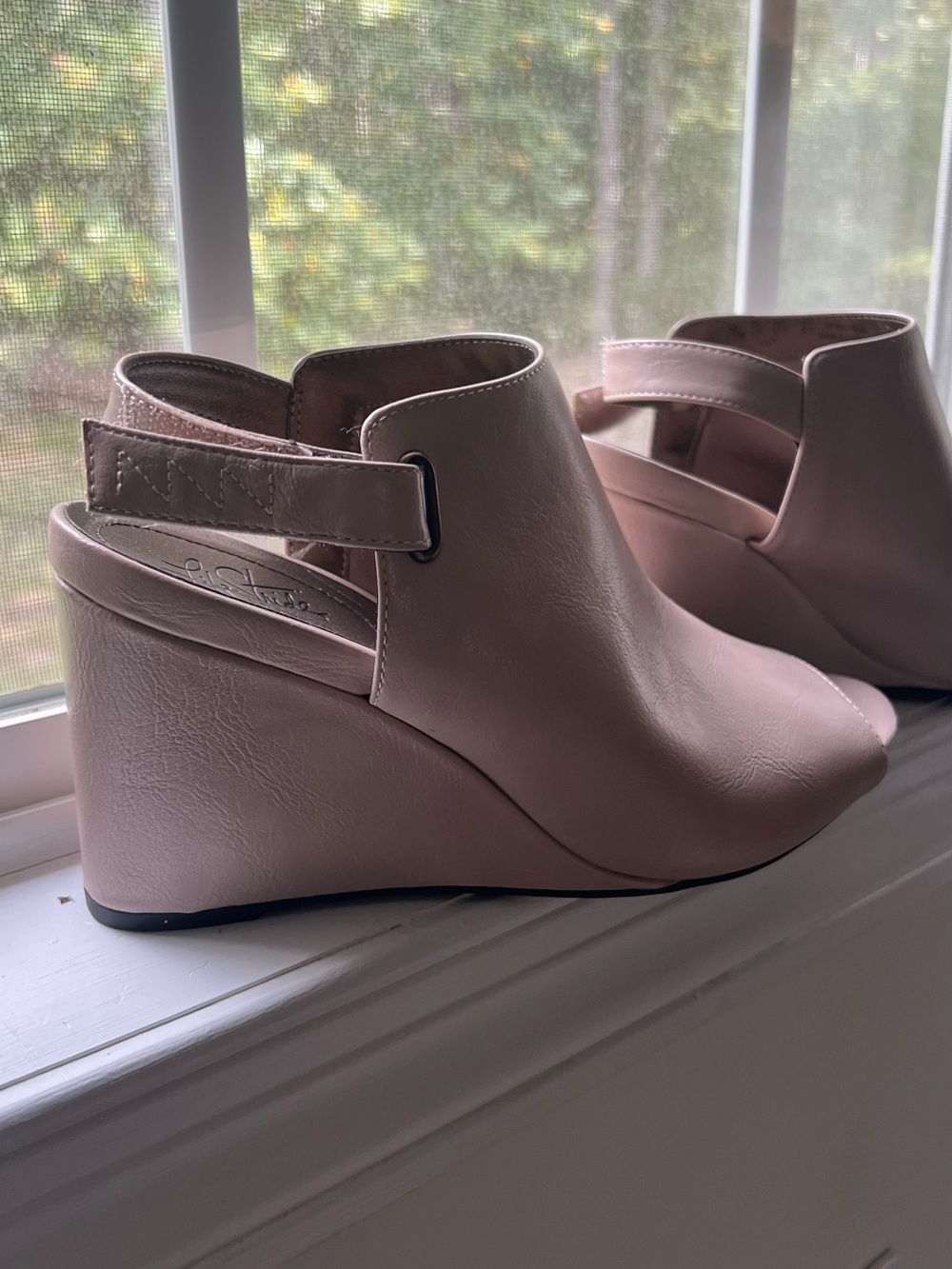 Life Stride Wedge Peep-Toe Booties - Blush
